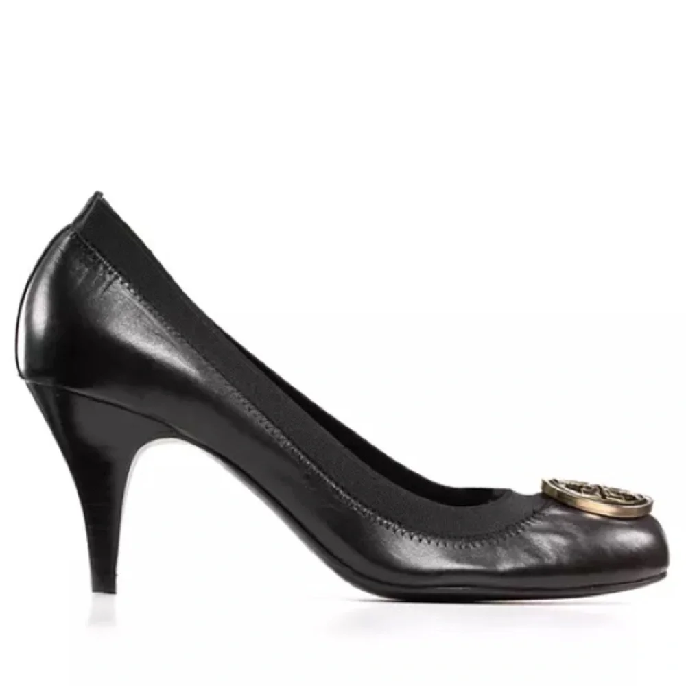Tory Burch “Caroline” Flex Leather Pump Heels, Black, Women’s, Size 9